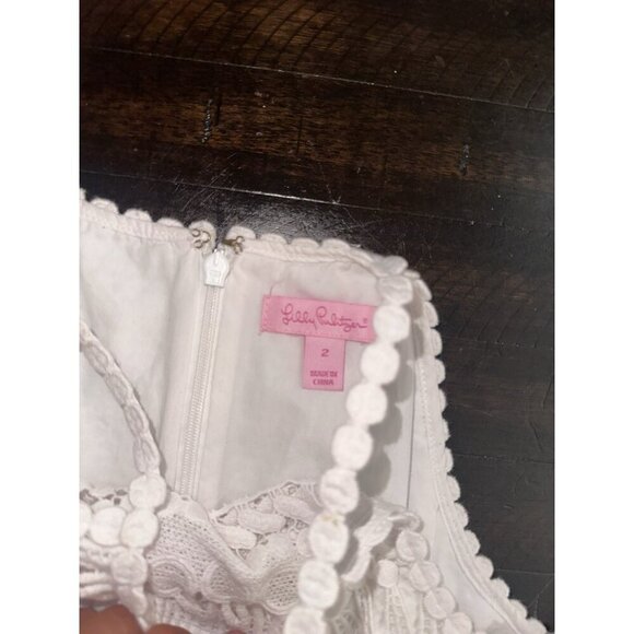 Lilly Pulitzer Pearl Lace Neck Shift Dress Resort White Size 2 100% Cotton - Picture 5 of 6